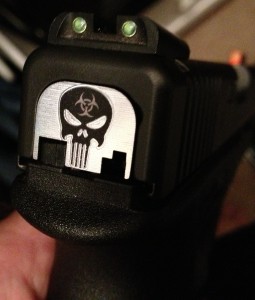 A custom 'Punisher' Glock 19 Back Plte